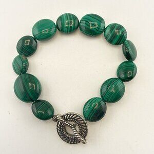 Carolyn Pollack Bracelet Malachite Green Sterling Silver 925 Toggle Southwest